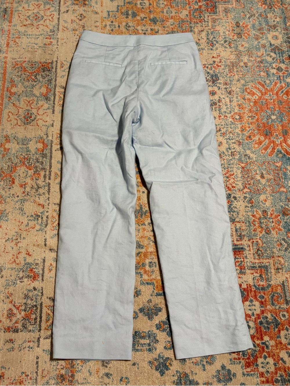 J.Crew Kate blue linen straight leg trousers/pants - Picture 4 of 4